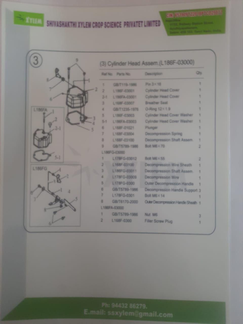 Cylinder Head Assem.(KM186F-03000)
